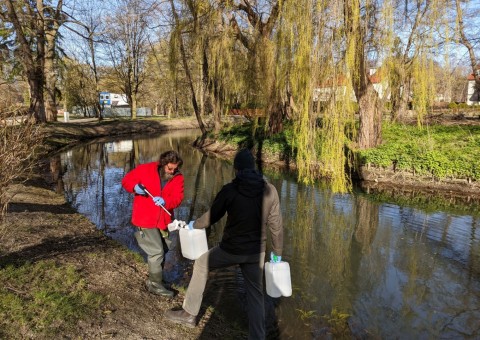 Pobieranie prób wody – Park Oliwski, Gdańsk