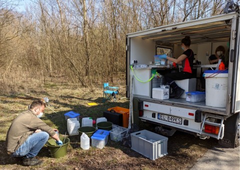 Pobieranie prób wody – Kamieniołom Liban, Kraków